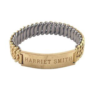 Vintage 12K Gold Filled Harriet Smith ID Gold Silver Tone Flex-Let Bracelet